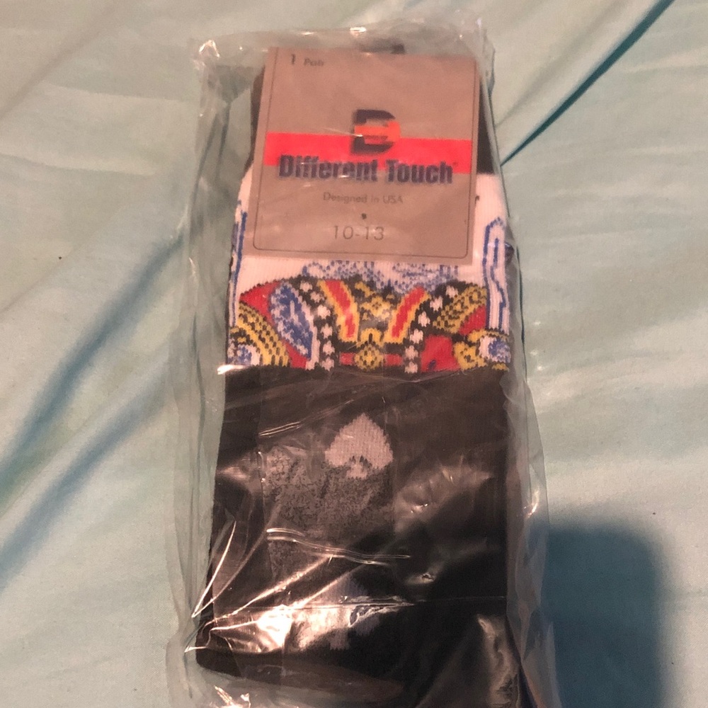 Mens Card Print Dress Socks Size 10-13 New With Defects Different Touch